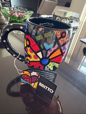 Romero Britto Colorful Pop Art Ceramic butterfly 🦋 Mug - Multicolor